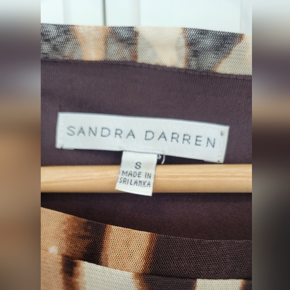 Sandra Darren Brown and Cream Printed Tie-Waist Midi Dress - Picture 3 of 3